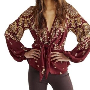 Free People Run Free Blouse S Boho Flowy